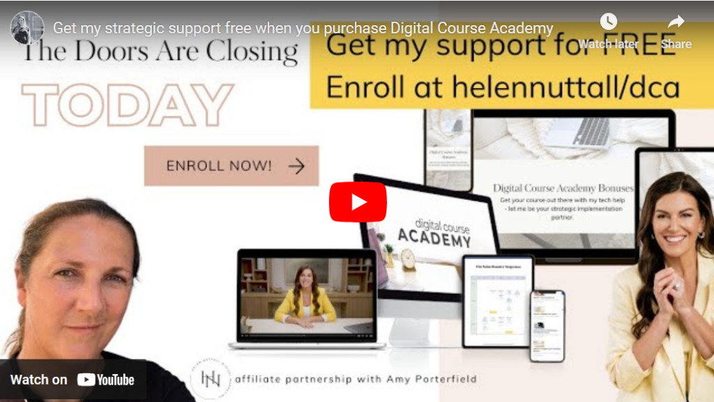 enroll in dca with my support package youtube video