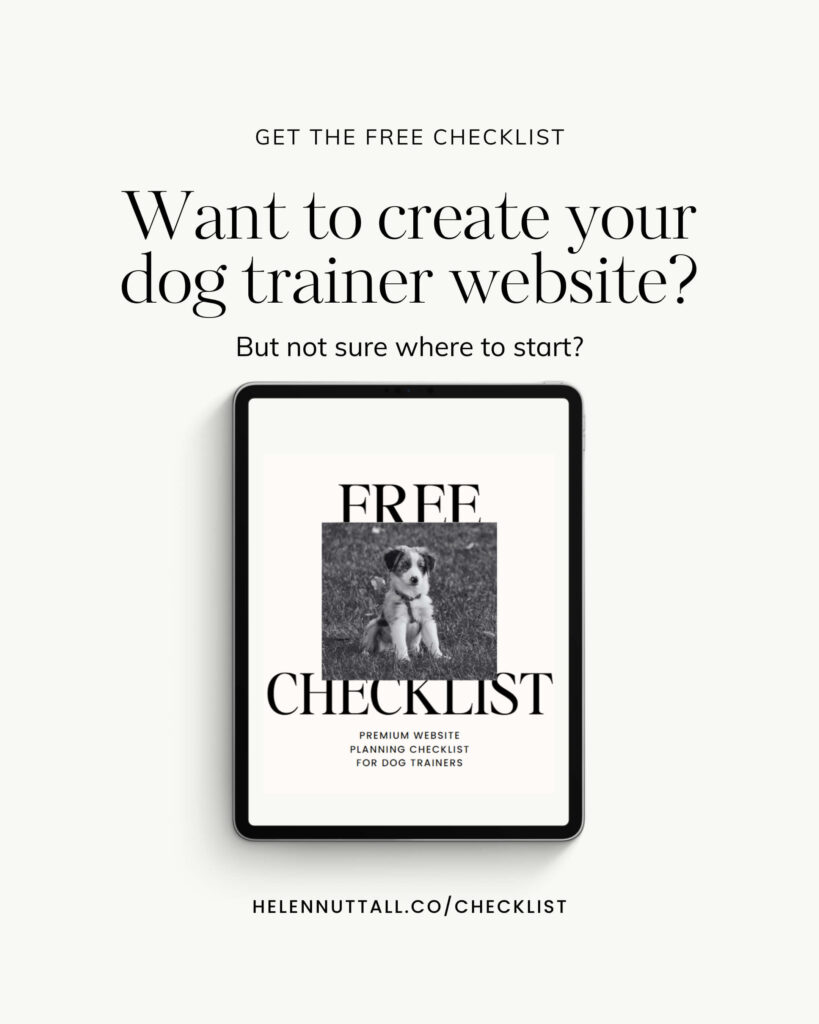 Download my free dog trainer website planning checklist