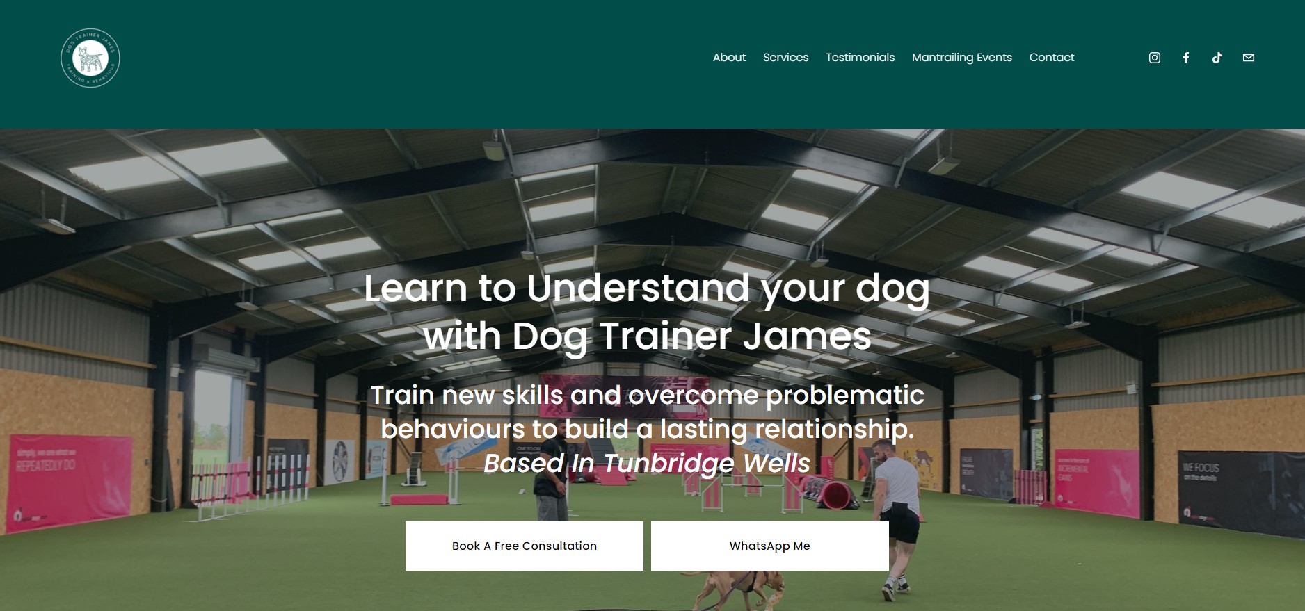 dog trainer James home page hero section 