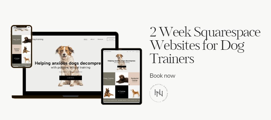 Explore 2 week websites for dog trainers with website designer Helen Nuttall